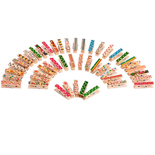 Outus Mini Craft Pegs Holz Wäscheklammern, Gemischte Farben, 100 Stück - 3