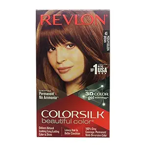 Revlon Colorsilk Beautiful Color, Permanent Hair Color with Keratin, 40ml + 40ml + 11.8ml - Medium Golden Brown 4G (Pack of 1)