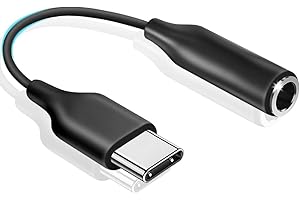 MEPSIES Adapter USB C na jack 3,5 mm, adapter do słuchawek USB C, adapter USB typu C na AUX audio, kompatybilny z Samsung Galaxy S24 S23 S22 S21 S20, Note20, A73, A53, A33, Google Pixel i innymi, Czarny