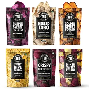TBH - To Be Honest Vegetable Chips Crunchies | 485g, Pack of 6 | Beetroot, Sweet Ripe Banana, Taro & Sweet Potato Chips | Gluten Free Nutritious Snacks