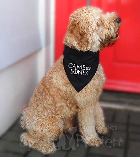 Spoilt-Rotten-Pets-Designer-Dog-Bandana-Size-Game-Of-Thrones-Style--GAME-OF-BONES-Four-Adjustable-Sizes-Available-From-A-Tiny-Chihuahua-to-An-Extra-Large-St-Bernard