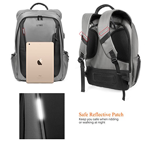 DTBG 17,3 Zoll Laptop Rucksack mit USB Port Nylon Rucksack Reise Rucksack Wasserdicht Rucksack für 17 – 17,3 Zoll HP / Dell / Asus / Lenovo / Männer / Frauen (Schwarz) - 5