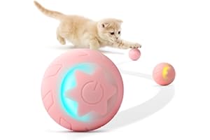 Baytion Gioco per Gatto Interattivo Giochi per Gatti in Casa Palla Gatto Intelligente Rotolante Automatico, con 2 Modalità, Luci a LED Mutevoli, Ricaricabili di Tipo C per gatto e cucciolo, Rosa