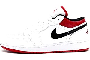 Jordan Nike Men's Air 1 Low GS White/Gym Red, 6 UK