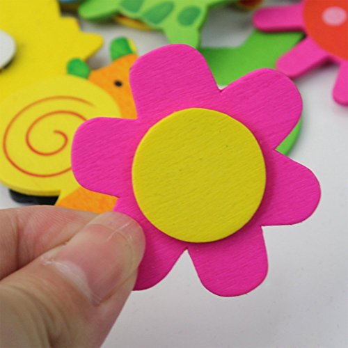 niceeshop(TM) Farbenreich Süß Karikatur Hölzern Kühlschrankmagnete für Kinder(Zufällige Farbe,Set von 12) - 5
