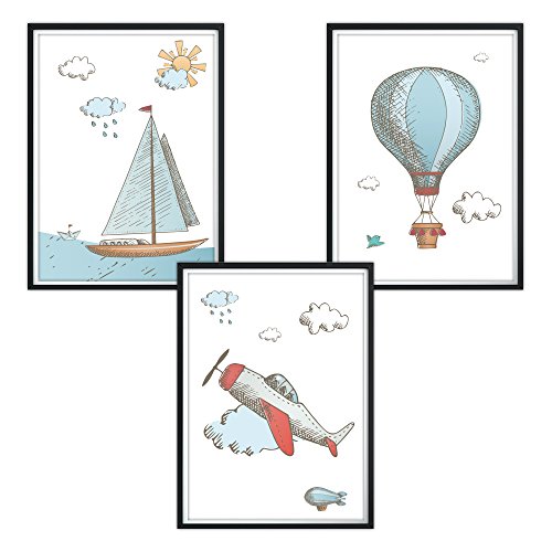Preisvergleich Produktbild luvel® - 3er-Set Kinderzimmer Poster DINA4 für den Bilderrahmen (P18)