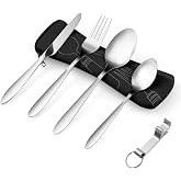 Vicloon Cutlery to take away, 6pcs Stainless Steel Camping Cutlery, Work Cutlery Set for Outdoor Travel Camping,Stainless Ste