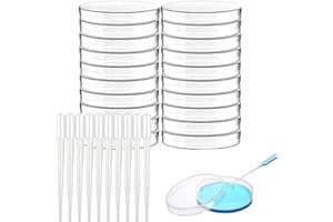 DEXYZZY Petrischalen aus sterilem Kunststoff mit Deckeln, Labor kulturschale, Für Kultivierung Und Beobachtung Von Mikroben, 20 Stück(90mm) + zehn Transferpipetten aus Kunststoff（3ml）