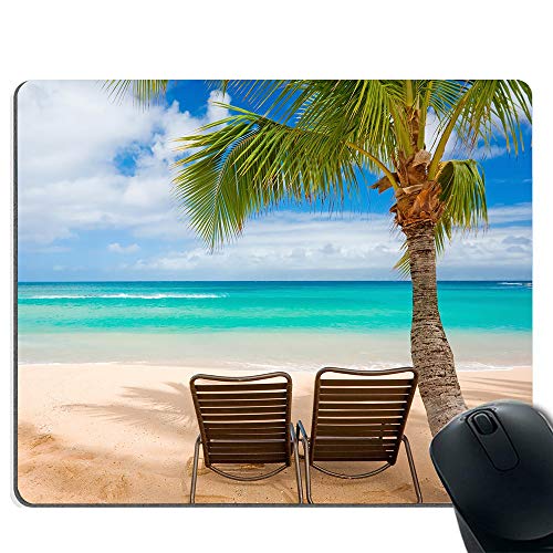 Preisvergleich Produktbild Spiel Mauspad wasserdichte Mauspad mit rutschfester Gummibasis, spezielle strukturierte Oberfläche, Unterstützung für Computer, PCs und Laptops - Strandkörbe und Kokospalmen