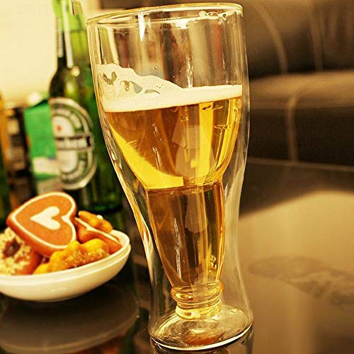 BonZeaL Hopside Down Longneck Beer Glass Holi Gifts for Friends Men Dad Father Son Boys Gift for Him Husband 354ML