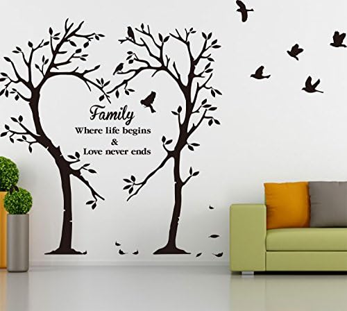 Family Inspirational Love Tree Wall Art Sticker, Wall Decal- HIGH QUALITY (Black, Large)