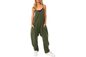 Litthing Women’s Dungarees Wide Leg Jumpsuit with Pockets Oversized Loose Zip Casual Overalls Adjustable Thin Straps Solid Colour Big Pant with Big Pockets One Piece Baggy Comfort Romper Playsuit