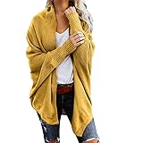 iHENGH Neujahrs Karnevalsaktion Damen Winter Warm Bequem Mantel Lässig Mode Frauen Womens aus der Schulter Pullover lässig gestrickte lose Lange Ärmel Jacke (Gelb,XL)