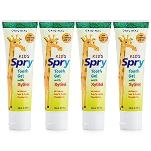 Xlear Spry Kids Tooth Gel with Xylitol, Original Flavor 2 oz Tube, (Pack of 4)