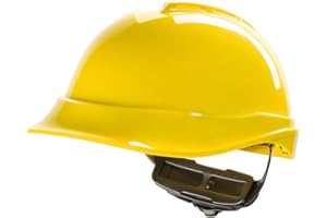 Casco de Protección MSA V-Gard 520 con Ajuste por Trinquete FasTrack - Casco de Trabajo Casco de Seguridad Casco de Construcción, Color: Amarillo