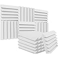 Heavyoff 12 Pack Acoustic Foam Panels Studio Soundproofing Wedges 12"x12"x2" Noise Dampening Sound Insulation for Home Ceiling, White