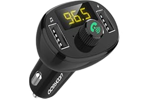 aceyoon Transmisor FM Bluetooth 5.0 Dual USB Cargador Coche Carga Rápida 5V/3.4A Bluetooth Coche Mechero Tecnología iSmart Manos Libres Adaptador de Radio con Indicador LED Apoyo Tarjeta TF/USB