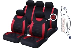 Xtremeauto ss5293.type6 Full Set of Universal Fit Car Seat Covers, Sticker Included, Red Black