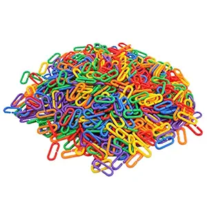 Suwimut 500 Pieces Plastic Chain Links, Interchangeable C-Clip Hooks Rainbow C-Links for Classroom Playroom Children Learning Toys, Small Pet Rat Parrot Bird Toy Cage