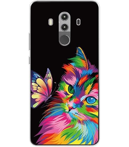 Custodia Per HUAWEI Mate 10 Con Design Gatto – Cover TPU Trasparente E Morbida, Antiurto E Antigraffio, Sottile E Leggera
