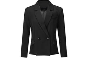 YUNCLOS Blazer Femme Chic Veste de Costume Élégant Veston Boutonné Tailleur pour Travail Blazer Décontracté Couleur Unie
