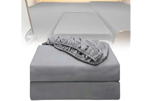 ANEELV 4-teiliges Wohnmobil-Spannbettlaken-Set mit Mittelmatratze – Wohnmobil-Bettlaken-Set für Wohnmobile von Volkswagen California/Mercedes-Benz Marco Polo/FIAT Ducato (hellgrau)