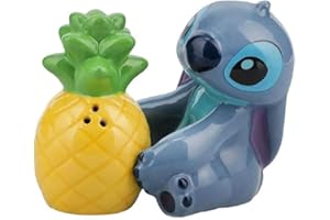 Paladone Stitch and Pineapple - Salero y pimentero – Juego de cerámica oficial de Disney Lilo & Stitch para decoración de cocina y hogar, regalo de inauguración de la casa