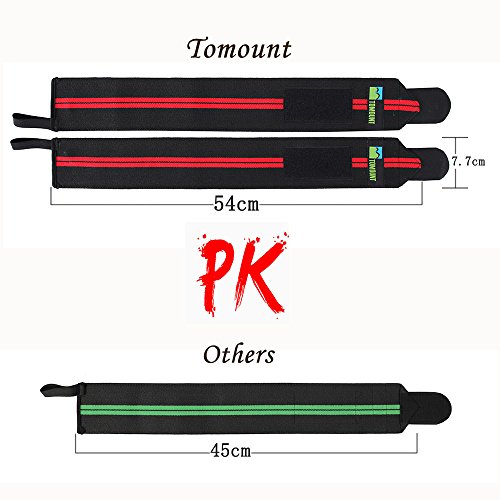 Handgelenkstütze [ 2er Set ], TOMOUNT Handgelenkschoner Handgelenkschutz Bandagen für Bodybuilding + Kraftsport + Fitness + Crossfit Training 54CM für Frauen und Männer - 4
