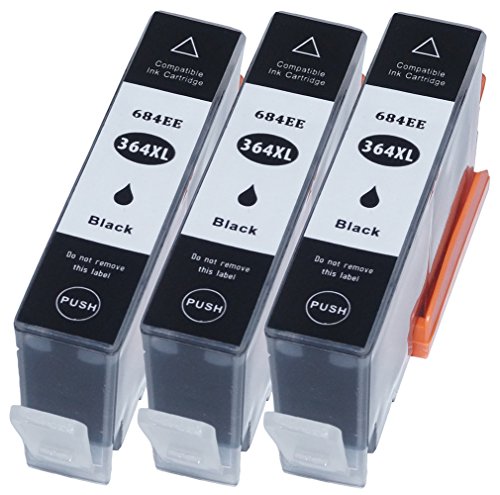 3x Kompatibel HP 364XL Druckerpatrone mit Chip und Füllstand (Hohe Kapazität) für HP Deskjet 3070 3520 eAIO 3522 eAIO 3524 eAIO D5445 D5460 (3 Schwarz)