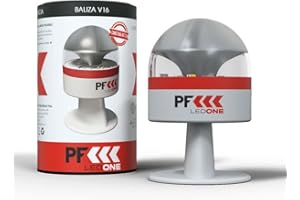 PF LED ONE - Luz Emergencia Coche Homologado DGT Obligatoria a partir de 2026, Baliza V16 Homologada DGT con Geolocalizador eSim y Datos pagados hasta 2038, V16 con Geolocalización BLANCO