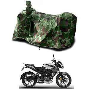 VVM Bike Body Cover for Bajaj-Pulsar-NS-200 UV Protection Dustproof & Water Resistant (Green Multijungle)