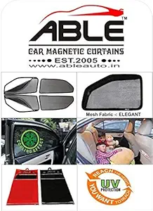 Able Elegant Car Magnetic Sun Shade Curtains with Zipper for Mahindra XUV 300 Set of 4