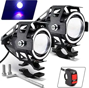 Miwings U7 Cree LED Off Road Driving Fog Lights Super Bright Hi/Lo Flashing Flood Beam and Blue Angel Eyes Auto Car Jeep Truck ATV UTV Boat Motorcycle