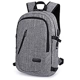 ERAY Sac à Dos de Ordinateur Portable Anti-vol Étanche avec Port de Casque et Port de Chargement USB Externe Tablette PC/Voyage/Affaires Sac pour Homme et Femme (A-Gris)