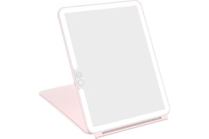 WEILY Espejo Maquillaje con Luz, Espejo Tocador con 72 Luces LED, Pantalla Táctil Tres Colores Ajustable Espejo Led, 2000mA USB Recargable Espejo para Viajar (Rosa)