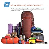 Mountaintop 80L Outdoor Wanderrucksäcke Trekkingrucksäck Reiserucksäck mit Regenhülle, 83 x 36 x 25cm - 8