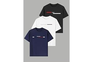 Paquete de 3 camisetas estampadas de manga corta con cuello redondo para niños de 8 a 14 años