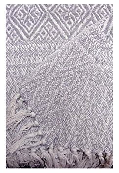 Dorte Home 100% Cotton Large Reversible Double Sofa Throws Blanket Bed Chair Cover 130 x 150 cm, Gre