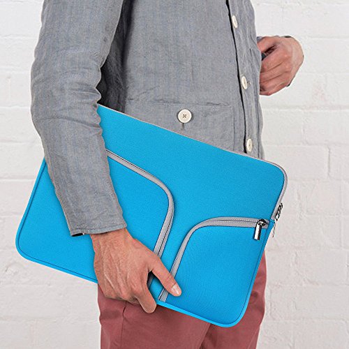 Evershop® Reißverschluss Aktenkoffer Handtaschen Hülsen Beutel Abdeckungs Fall für Macbook Air,Pro & Universal Laptop (15 Zoll,Blau) - 2