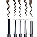 Professional 5 in 1 Curling Wand Salon Studio Quick Heating Ceramic Tourmaline Barrels Hair Styler Tools Curling Iron Curler Wand Tongs Set Crimping Iron for Women (Black) CoFashion