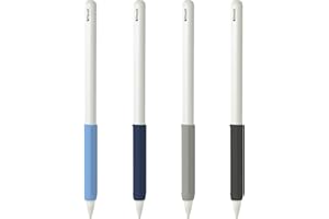 YINVA 4 PCS Grip Case Cover Sleeve Compatible with Apple Pencil (2nd Gen, Black+Blue+Navy Blue+Gray)