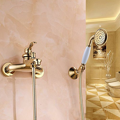 Duschkopf,S R SUNRISE retro Handbrause mit wasserfall anti-kalk Düsen golden Duschkopf messing titan SRSH05J - 5