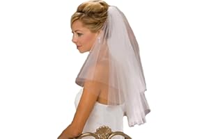 Prosy Veli da sposa da sposa 2 livelli da sposa con bordo tagliato Accessori per capelli da sposa in tulle con pettine per donne e ragazze (Bianco)