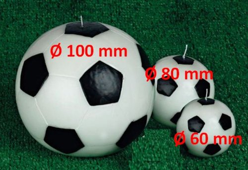 S120401 Fussballkerzen, Fußball Kugelkerzen 60 mm Durchmesser Wachskerzen - 2