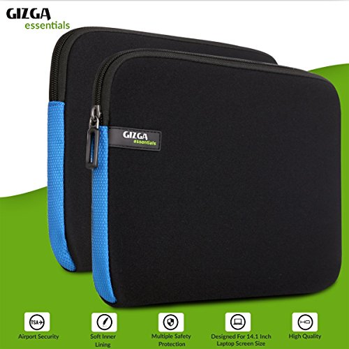 GIZGA 14 1 Zoll LaptopTasche   Schutzh  lle f  r Laptop   Tablet mit einer Bildschirmdiagonale von 35 8 cm  14 1 Zoll  Schwarz mit Blau