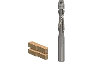 AKYLIN Spiral Flush Cutter 8 mm Shank, Up Cut Spiral Cutter for Router, 8 mm Cutting Diameter, 28.6 mm Cutting Length Spiral Grooved Double Ball Bearing Wood Cutter for Cutting Wood