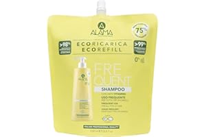 Alama Professional Eco-Refill Frequent Szampon do czyszczenia wszystkich rodzajów włosów, z witaminami do zdrowych, żywych i jasnych włosów, bez SLES i siarczanów, 90% naturalnych składników,