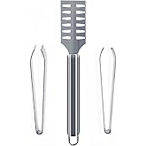 ZHIYE Fish Scale Remover, Stainless Steel Grip Handle Fish Scale Scraper with 2 Fish Bone Remover Tweezers for Fish Bone and 