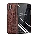 Produktbild RZL Handys Zubehör für iPhone XS Max 6,5 Zoll, Luxus 3D Krokodil Kopf Rindsleder echtes Leder Shelter Cover Case (Color : Brown)