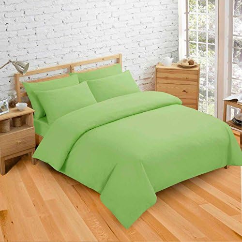 Luxury Hotel Quality TC300 100% Egyptian Combed Cotton Sateen Duvet Cover Set Quilt Cover Set Bedding Set with Pillow Case Single Double King Super King (Lime Green, Double)